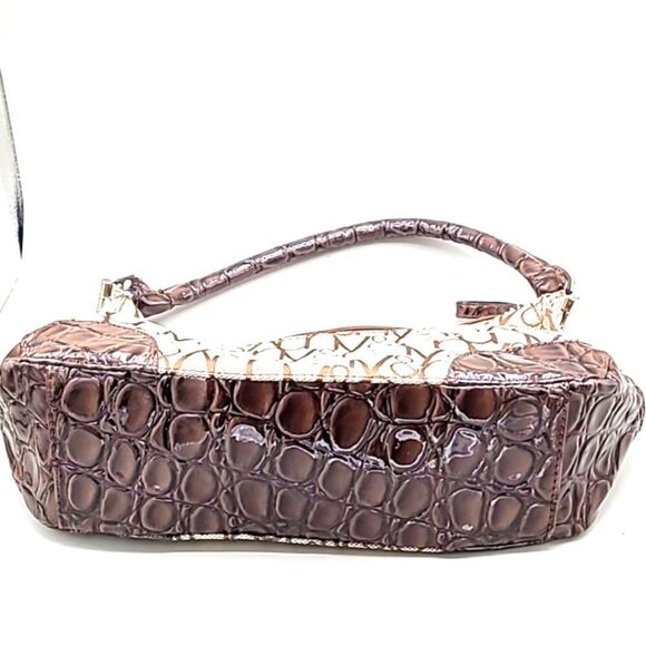 New York & Company Tan & Brown Canvas Handbag with Embossed Patent Trim - Picture 8 of 10